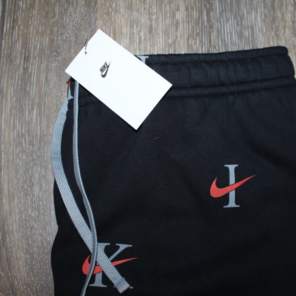 NWT NIKE MEN'S ALL OVER PRINT LOGO JOGGER‎ SWEATPANTS BLACK ORANGE WHITE - Picture 7 of 9